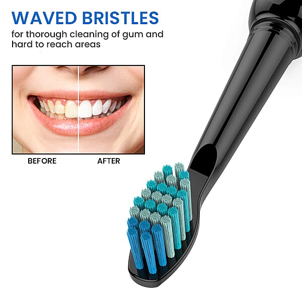 FairyWill: Teeth Cleaning Kit, 5 Working Modes Sonic Electric Toothbrush with 8 Replacement Heads - Black 3885076 3