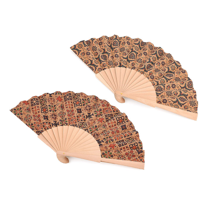 Set of 2- Multicolour Floral Design Soft Wood Folding Hand Fans Or Wall Art (23cm) 8085407 1