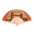 Set of 2- London Bridge & Big Ben Design Soft Wood Folding Hand Fans Or Wall Art (23cm)