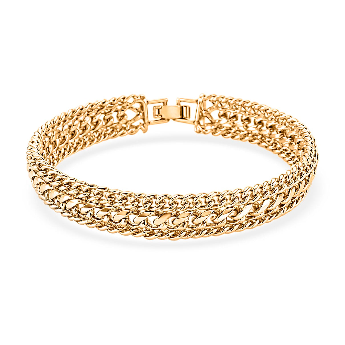 Woven Triple Curb Link Chain Bracelet (Size - 7.5) 8273038 0
