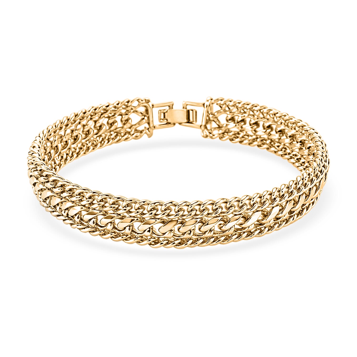 Woven Triple Curb Link Chain Bracelet (Size - 7.5) 8273038 0