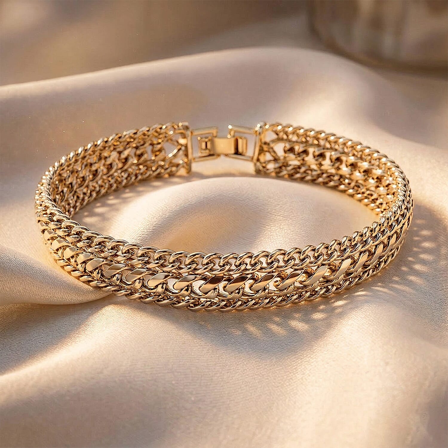 Woven Triple Curb Link Chain Bracelet (Size - 7.5) 8273038 3
