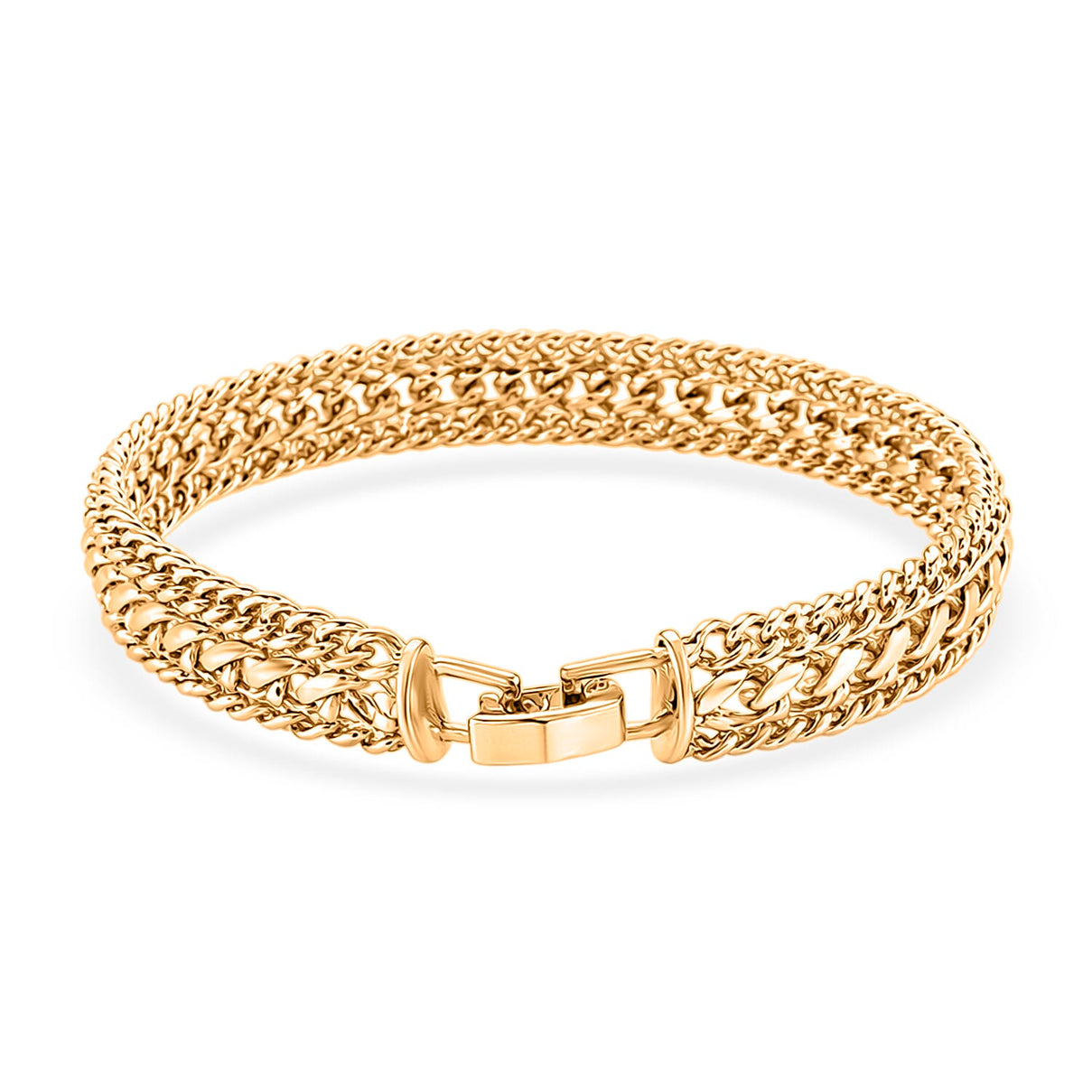 Woven Triple Curb Link Chain Bracelet (Size - 7.5) 8273038 4