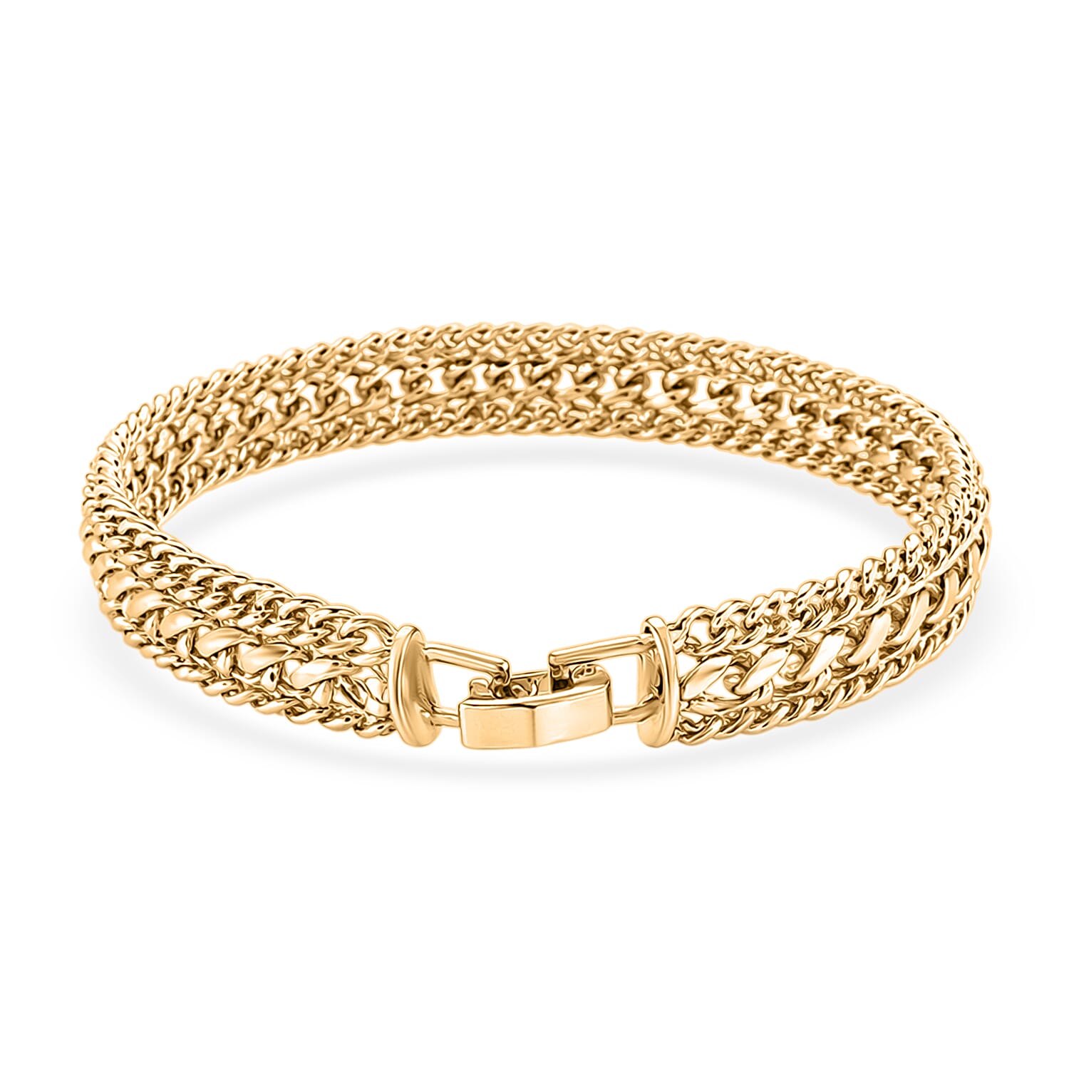 Woven Triple Curb Link Chain Bracelet (Size - 7.5) 8273038 4