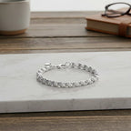 Rope Link Chain Bracelet (Size - 7.5) in SIlver Tone