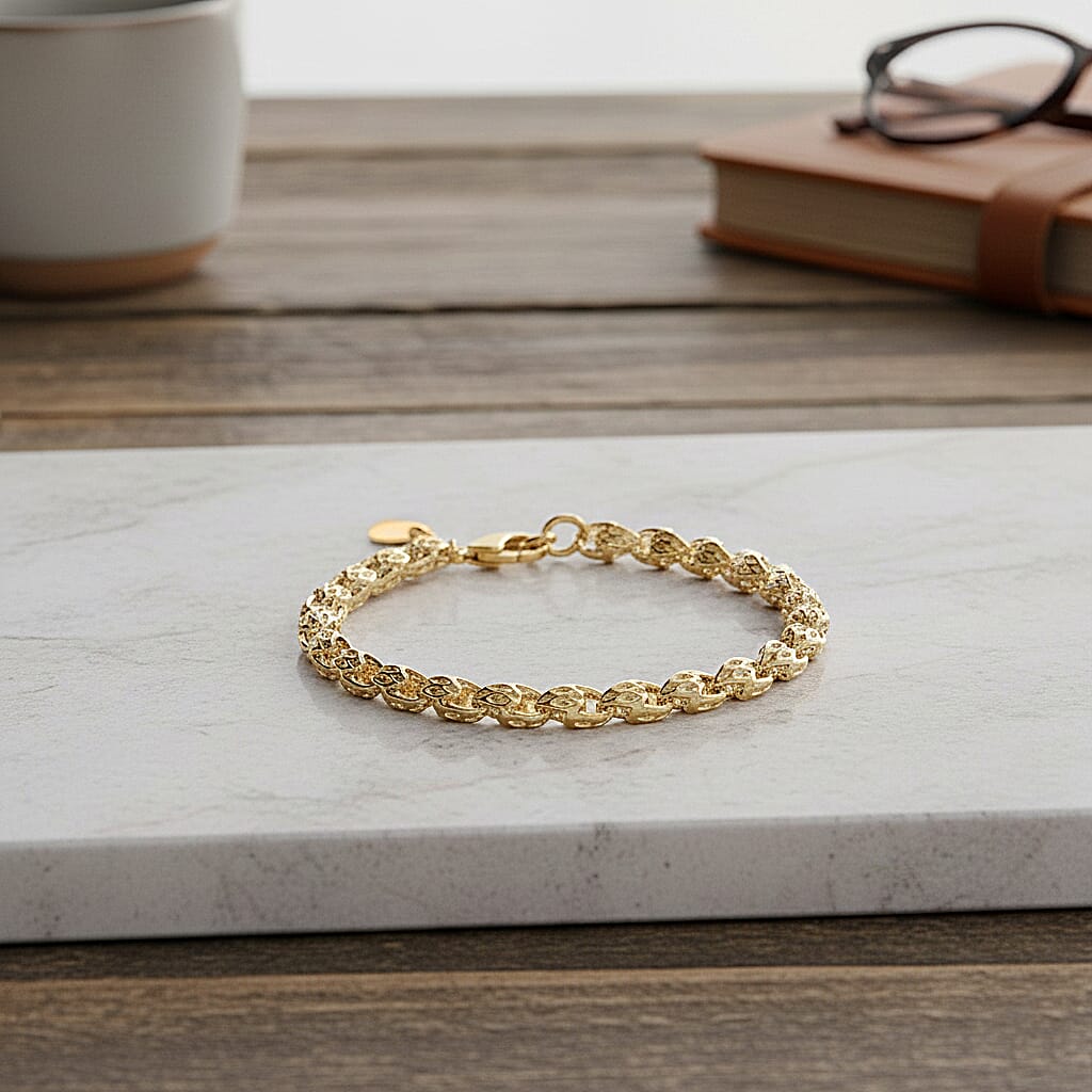 Rope Link Chain Bracelet (Size - 7.5) in Yellow Gold Tone