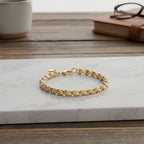 Rope Link Chain Bracelet (Size - 7.5) in Yellow Gold Tone