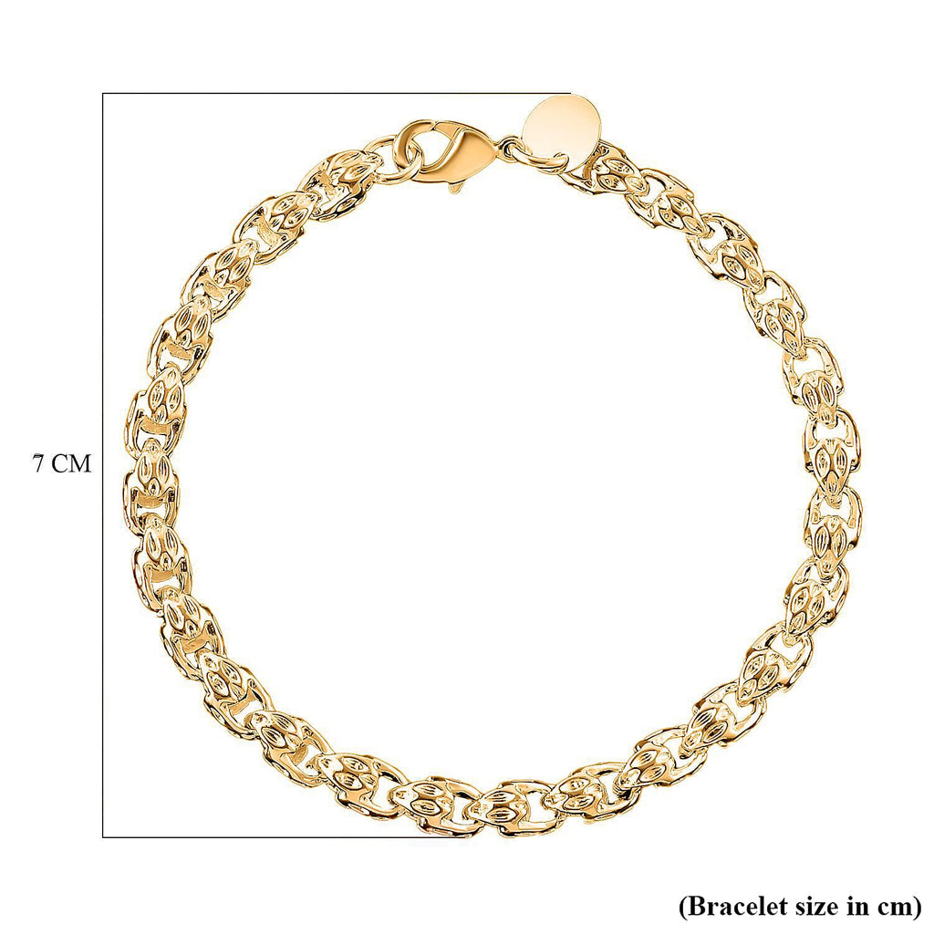 Rope Link Chain Bracelet (Size - 7.5) in Yellow Gold Tone