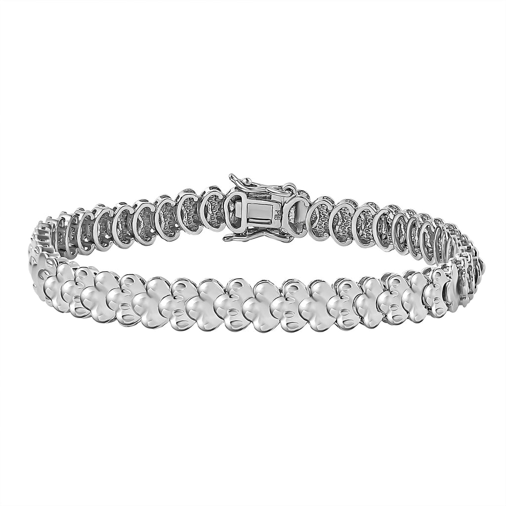 Fancy Bracelet With Lock Box In White Tone (Size - 7.5)