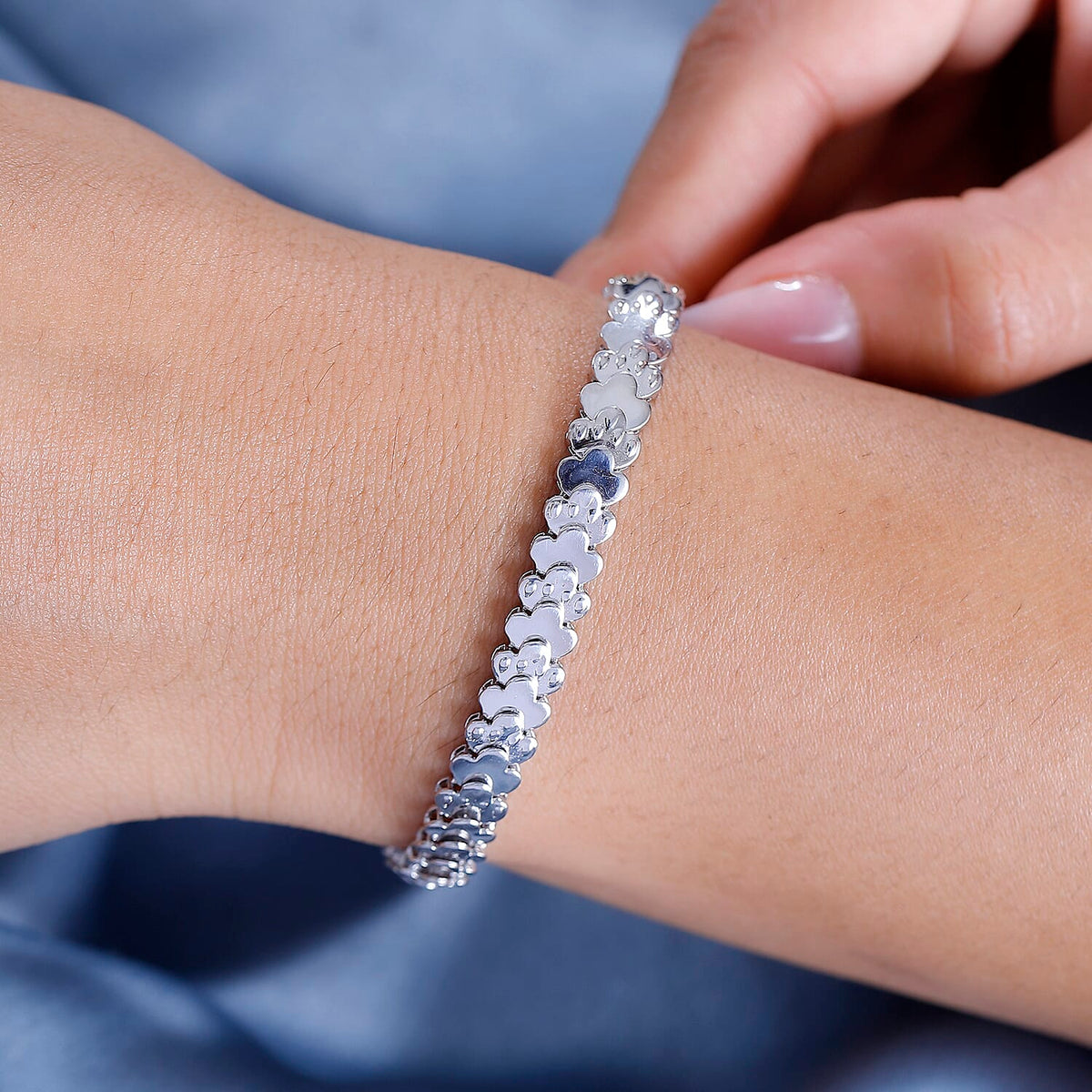 Bracelet With Lock Box in White Tone (Size - 7) 7886228 2