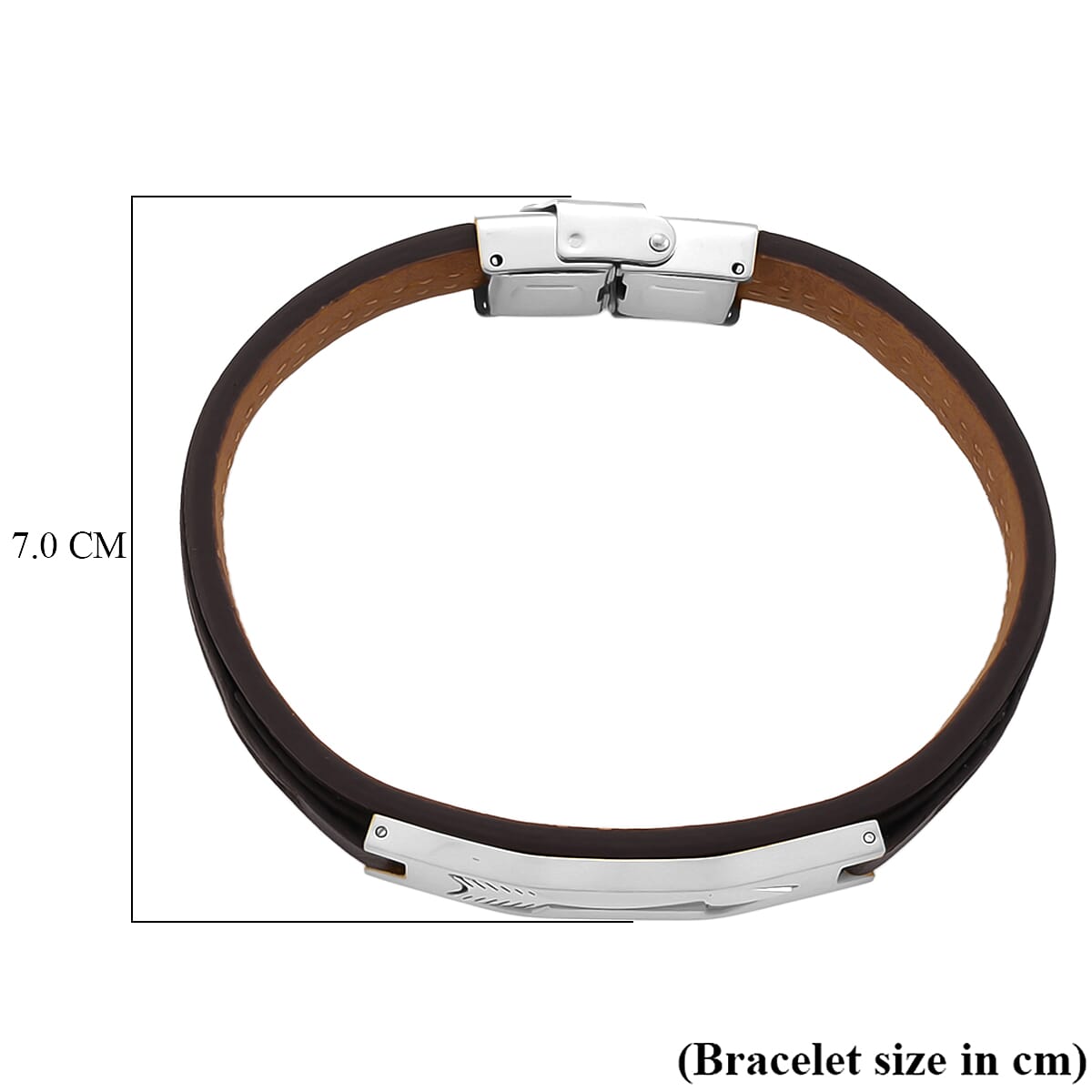 Genuine Leather Bracelet (Size - 8) in Silver Tone 8250104 6
