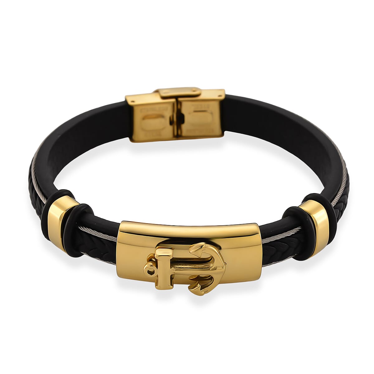 Leather Bracelet (Size - 8) in Yellow Gold Plated 8250150 5