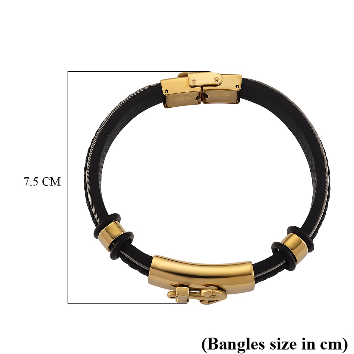 Leather Bracelet (Size - 8) in Yellow Gold Plated 8250150 11