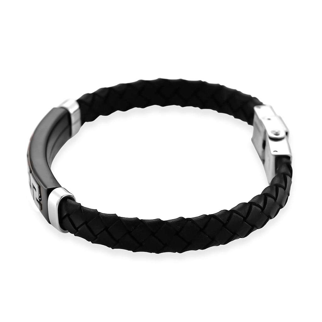 Leather Greek Key Bracelet (Size - 8)