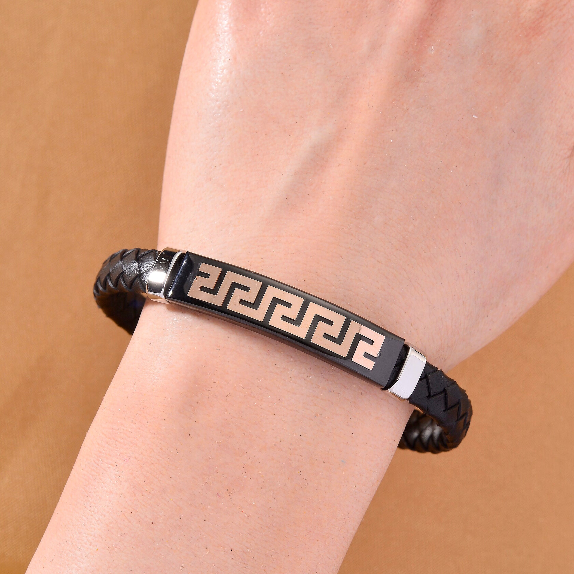 Leather Bracelet (Size - 8) in Tri Colour Tone 8250158 2