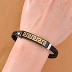 Leather Bracelet (Size - 8) in Tri Colour Tone