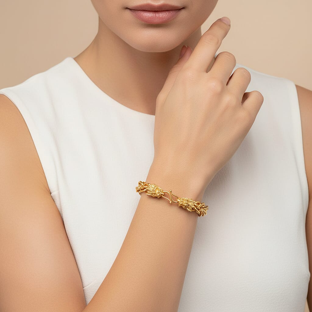 Designer Inspired - Double Dragon Head Bracelet (Size - 8) V32513863 3