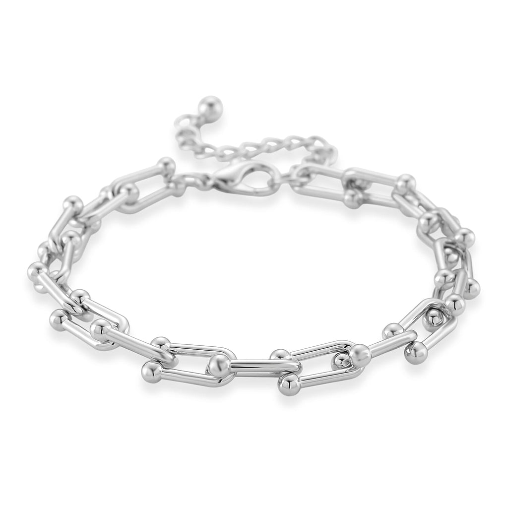 DESIGNER INSPIRED - INDUSTRIAL Bracelet In silver tone (Size - 8-2 Inch Ext)
