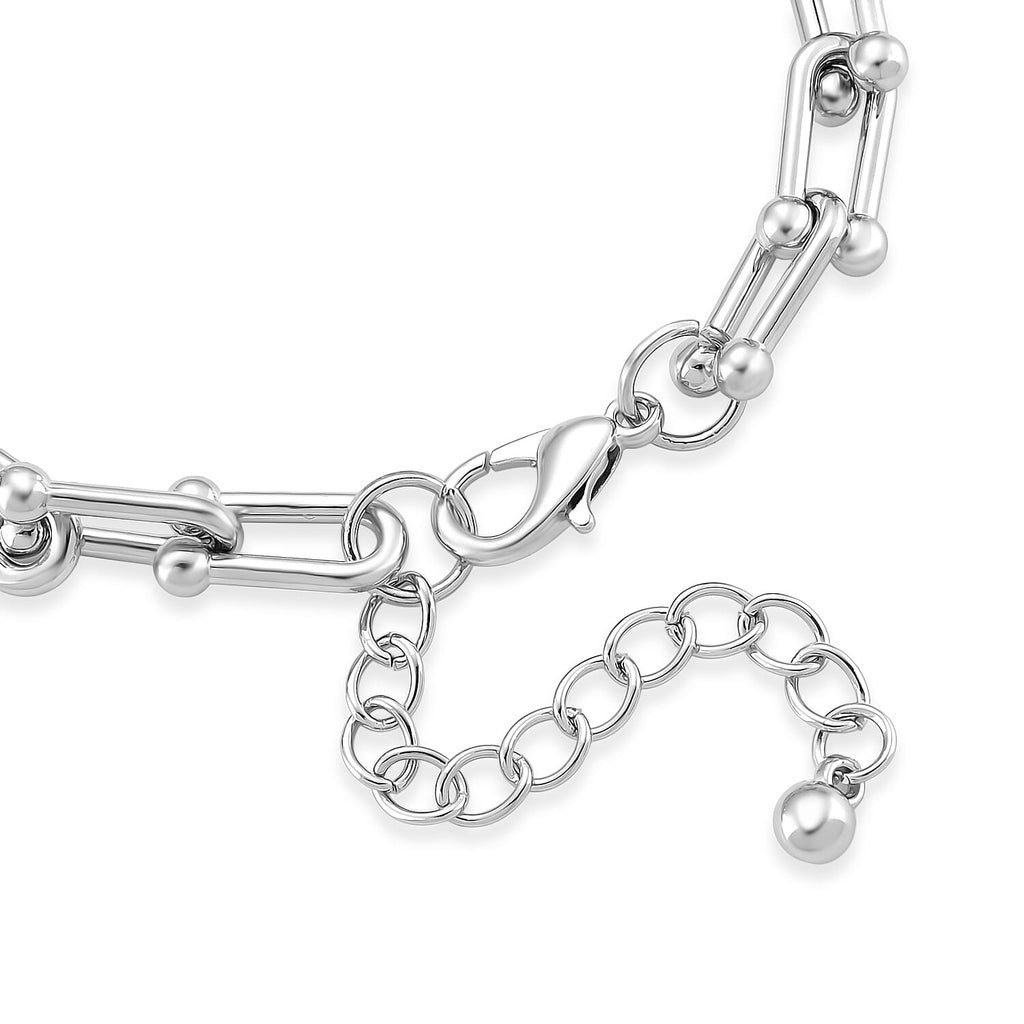 DESIGNER INSPIRED - INDUSTRIAL Bracelet In silver tone (Size - 8-2 Inch Ext)
