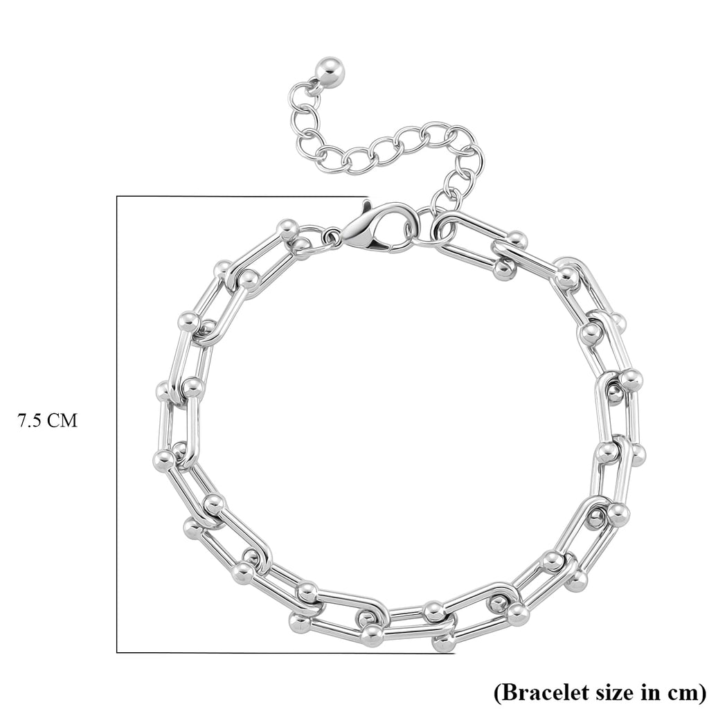 DESIGNER INSPIRED - INDUSTRIAL Bracelet In silver tone (Size - 8-2 Inch Ext)