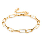 Paperclip Chain Bracelet (Size - 8-2 inch Ext.) in Gold Colour Plating