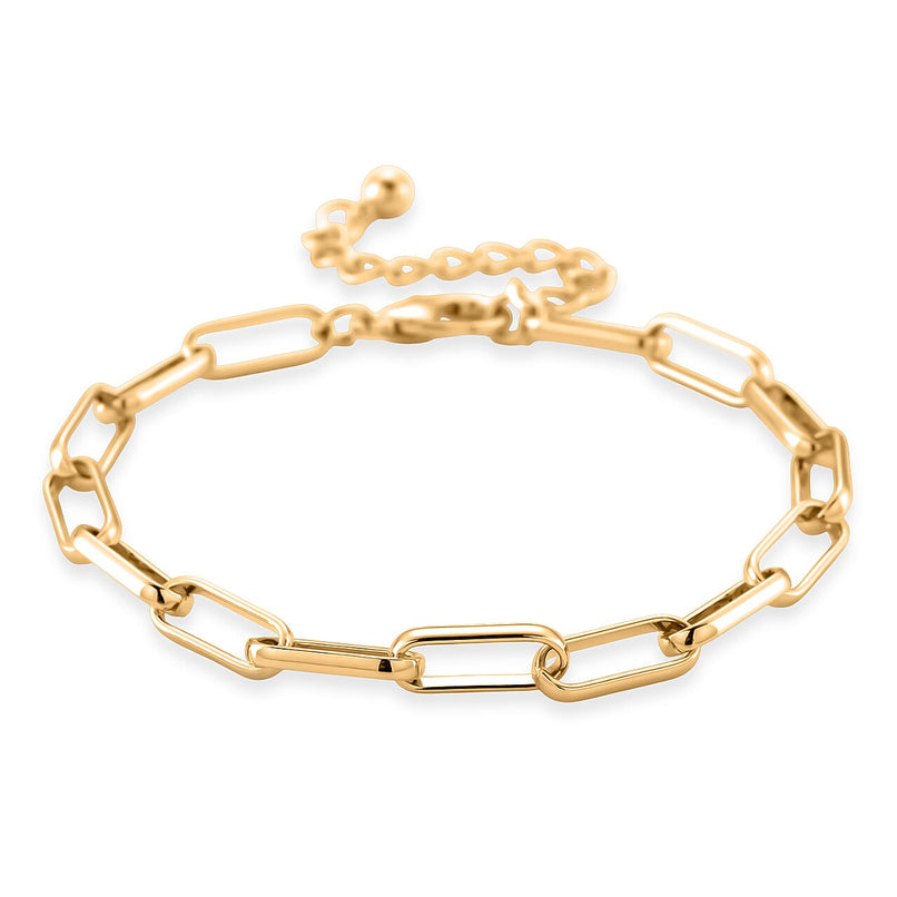Paperclip Chain Bracelet (Size - 8-2 inch Ext.) in Gold Colour Plating