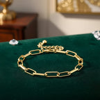 Paperclip Chain Bracelet (Size - 8-2 inch Ext.) in Gold Colour Plating