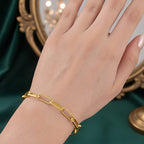 Paperclip Chain Bracelet (Size - 8-2 inch Ext.) in Gold Colour Plating