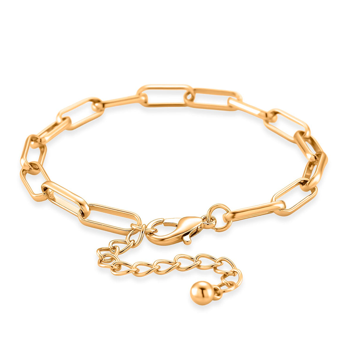 Paperclip Chain Bracelet (Size - 8-2 inch Ext.) in Gold Colour Plating V32706509 4