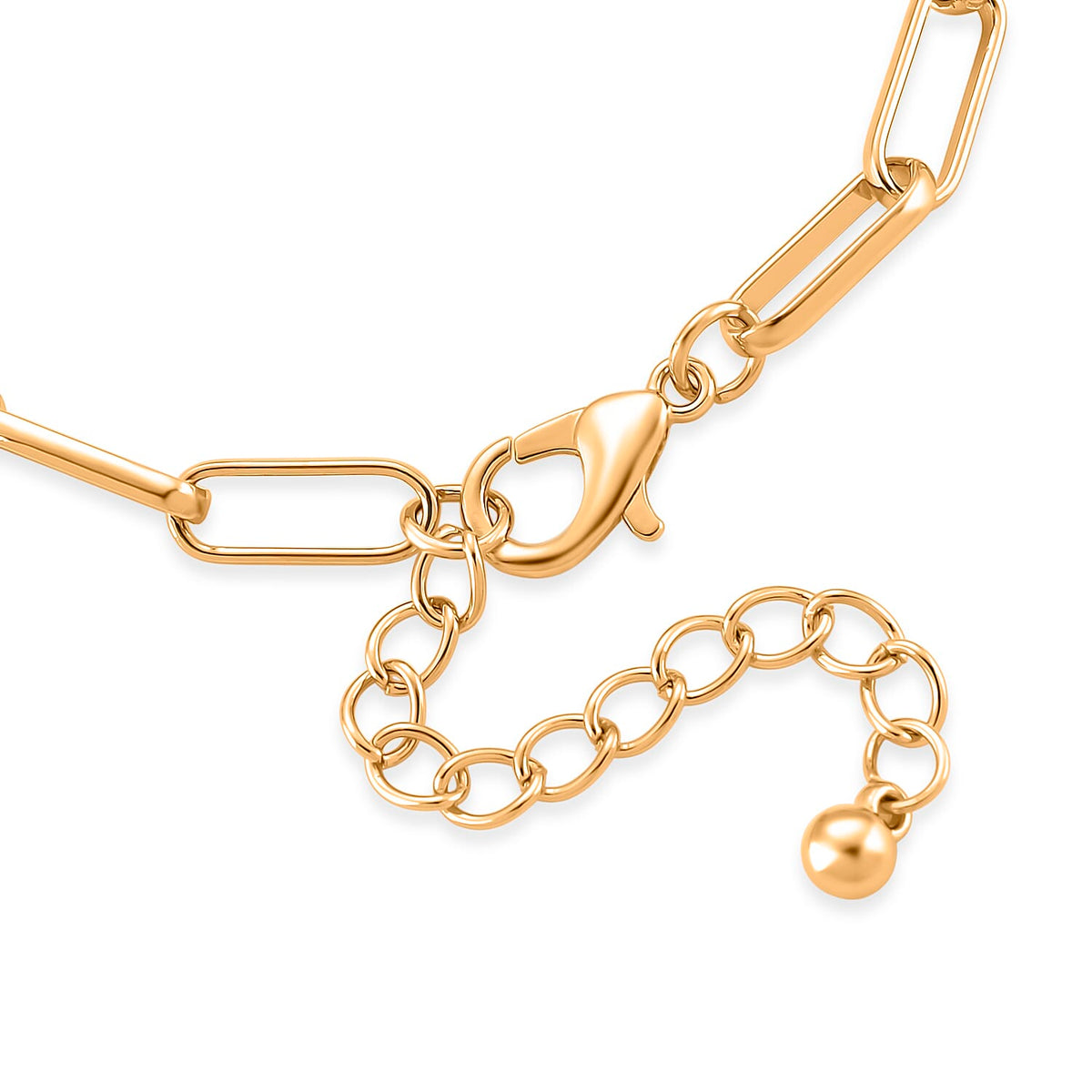 Paperclip Chain Bracelet (Size - 8-2 inch Ext.) in Gold Colour Plating V32706509 5