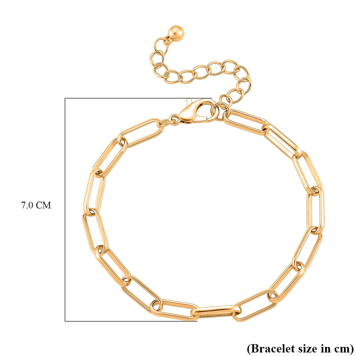 Paperclip Chain Bracelet (Size - 8-2 inch Ext.) in Gold Colour Plating V32706509 6