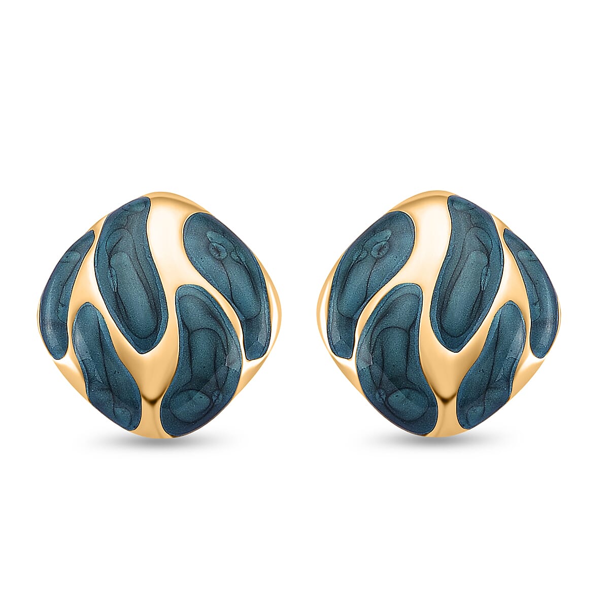 New Retro Luxury Square Drip Green Enamel Earrings with Push Back in Yellow Gold Plated 8251589 0