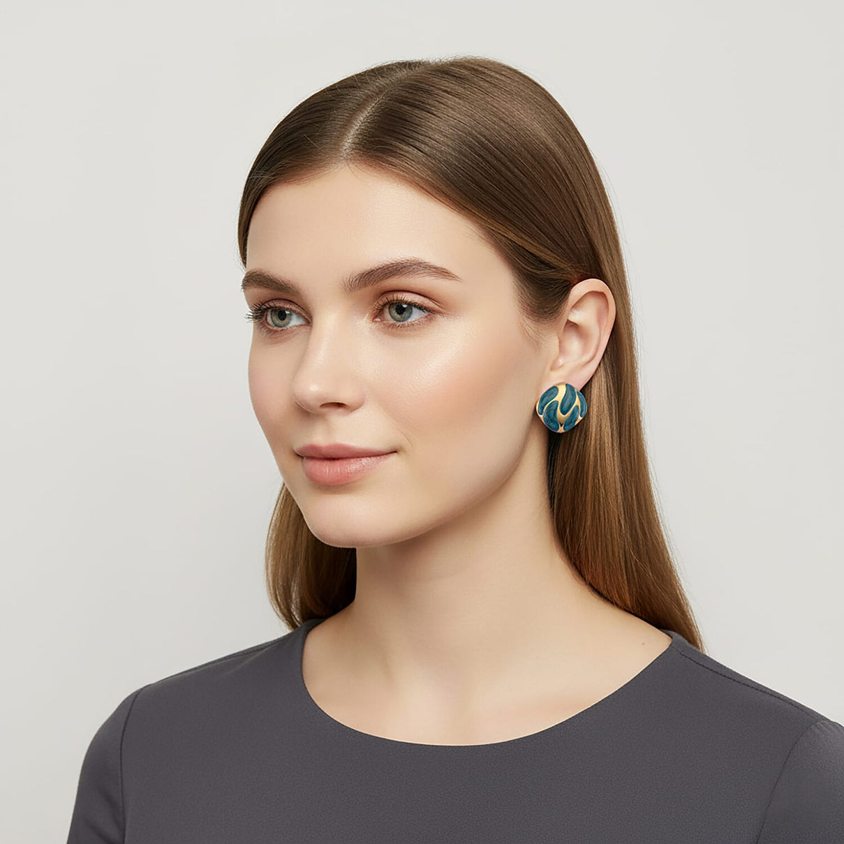 New Retro Luxury Square Drip Green Enamel Earrings with Push Back in Yellow Gold Plated 8251589 3