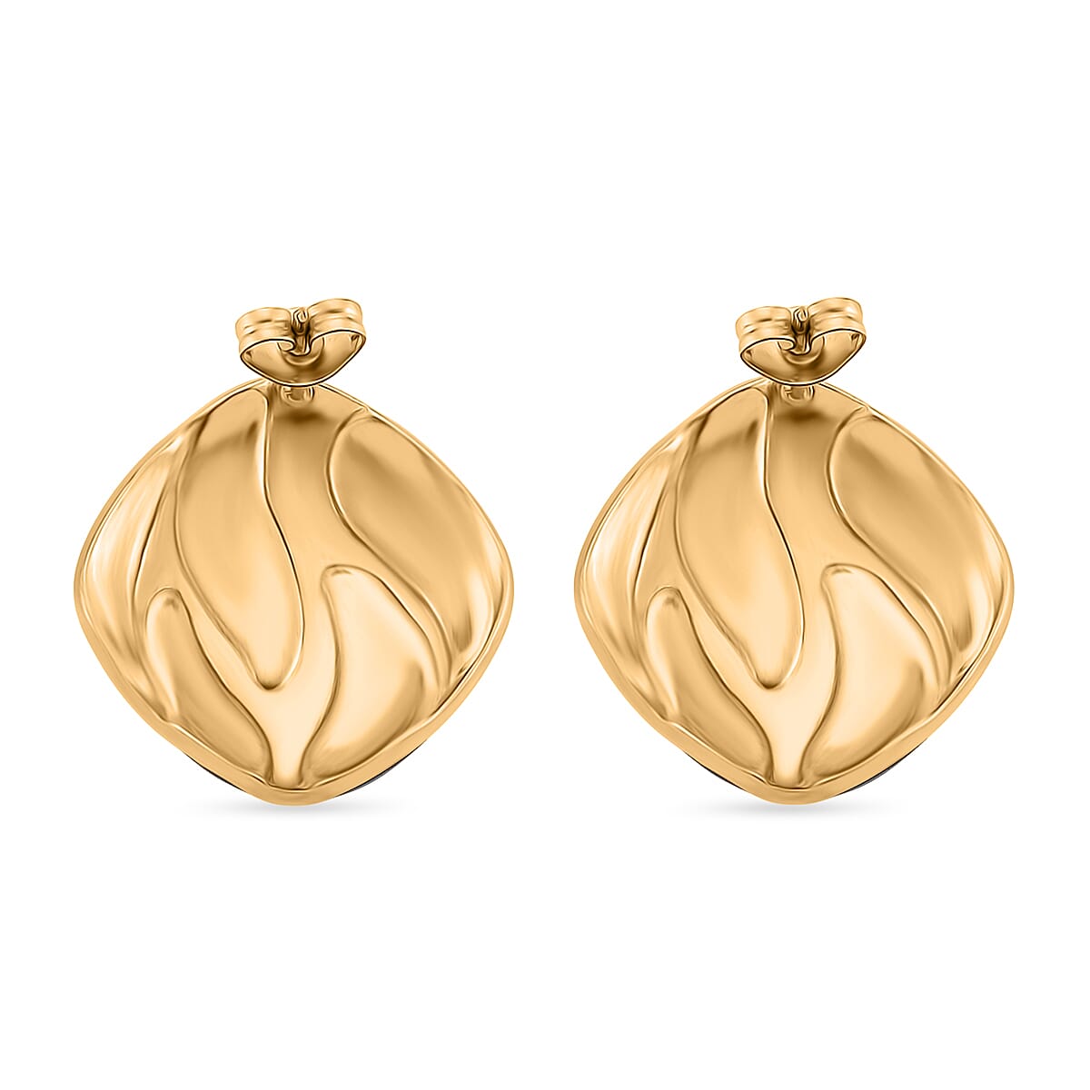 New Retro Luxury Square Drip Green Enamel Earrings with Push Back in Yellow Gold Plated 8251589 4