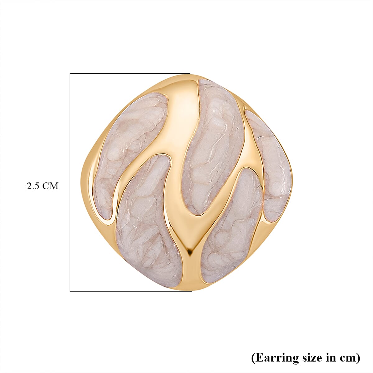 New Retro Luxury Square Drip White Enamel Earrings with Push Back in Yellow Gold Plated 8251592 4