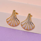 Enamel Earring with Push Back in Yellow Gold Plated