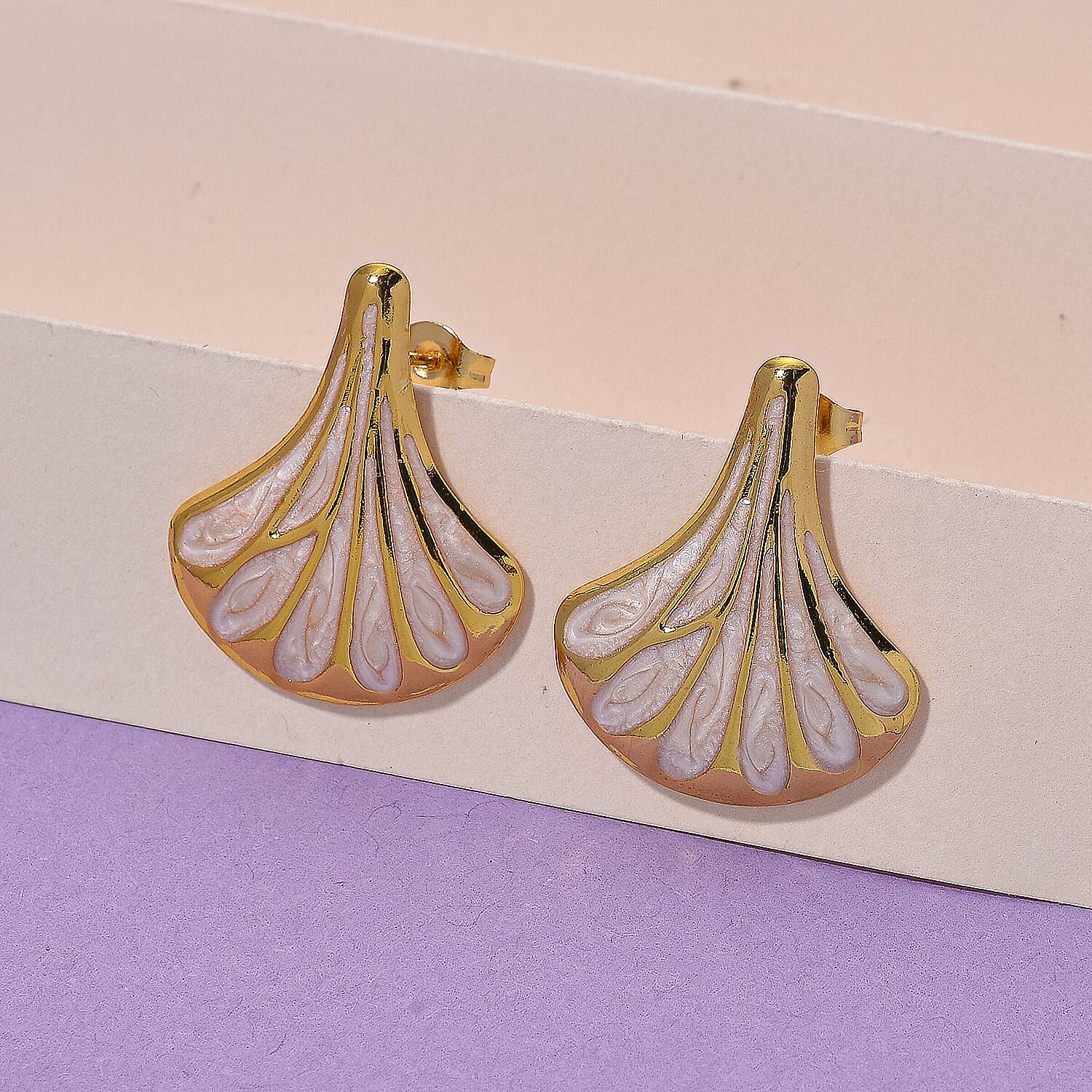 Enamel Earring with Push Back in Yellow Gold Plated 8251593 2