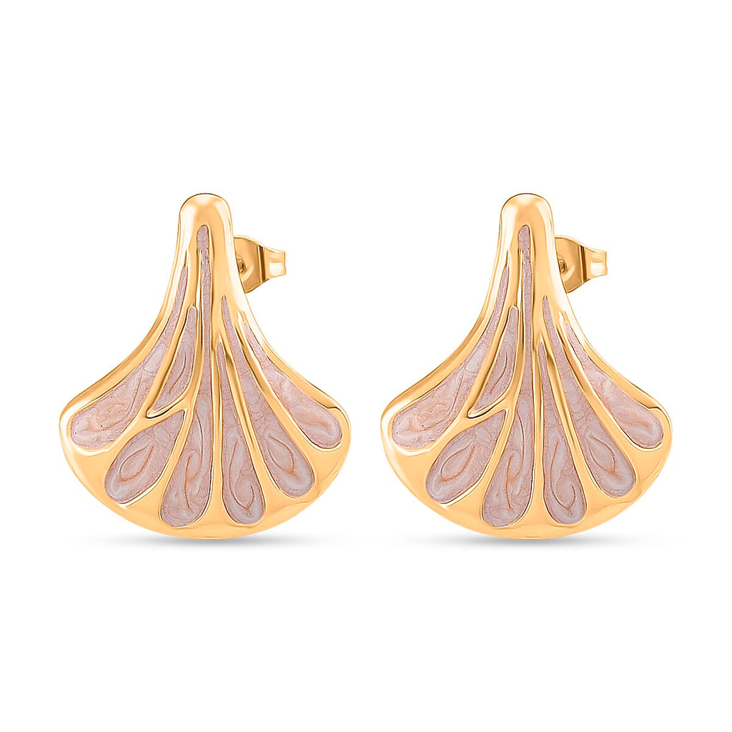 Enamel Earring with Push Back in Yellow Gold Plated