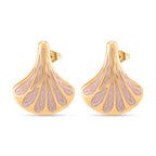 Enamel Earring with Push Back in Yellow Gold Plated