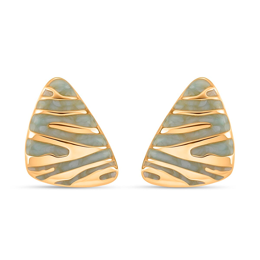 Enamel Earring with Push Back in Yellow Gold Plated