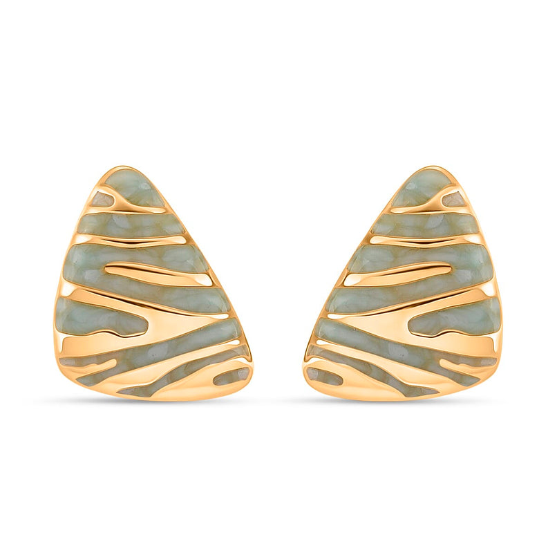 Enamel Earring with Push Back in Yellow Gold Plated