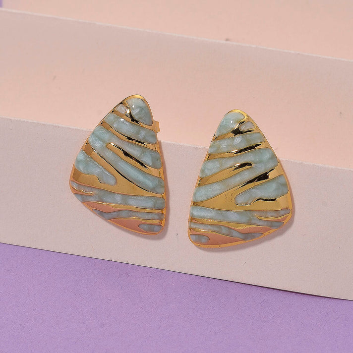 Enamel Earring with Push Back in Yellow Gold Plated 8251595 2