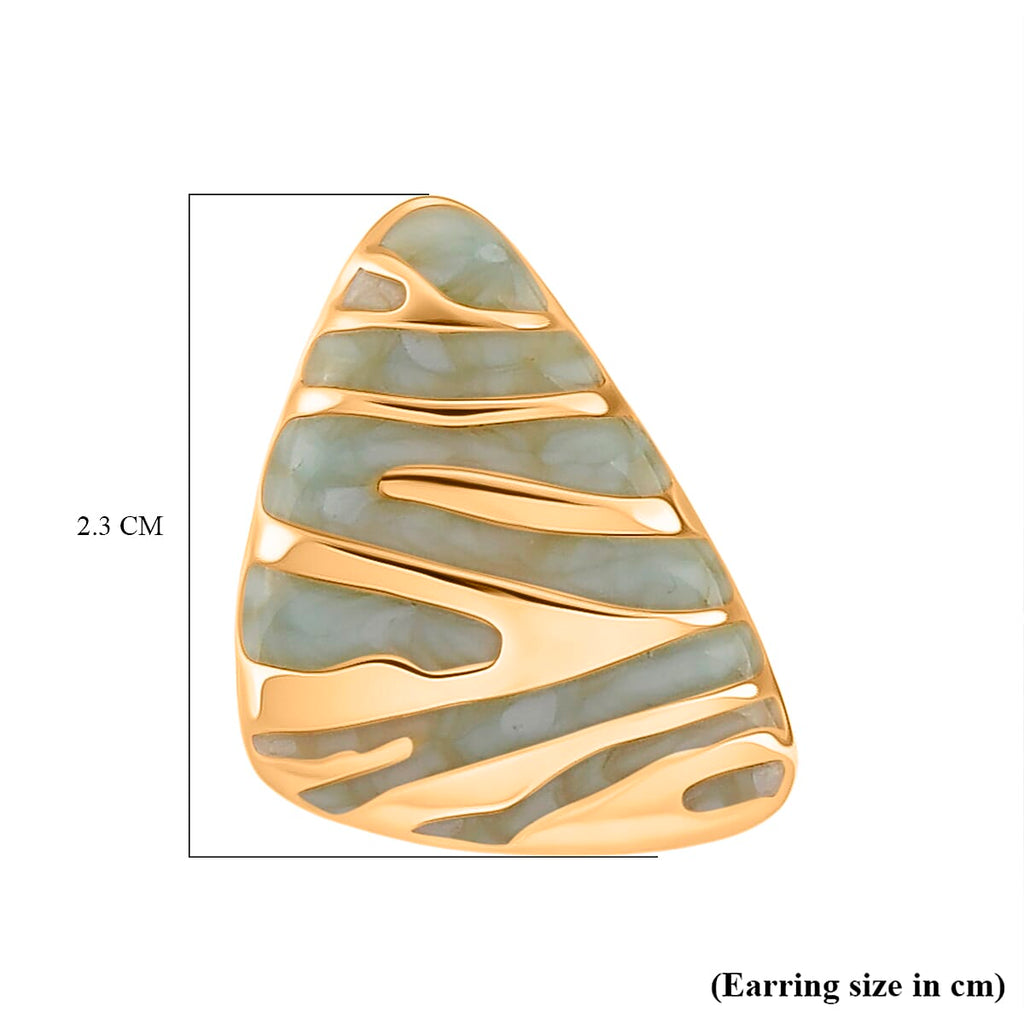 Enamel Earring with Push Back in Yellow Gold Plated