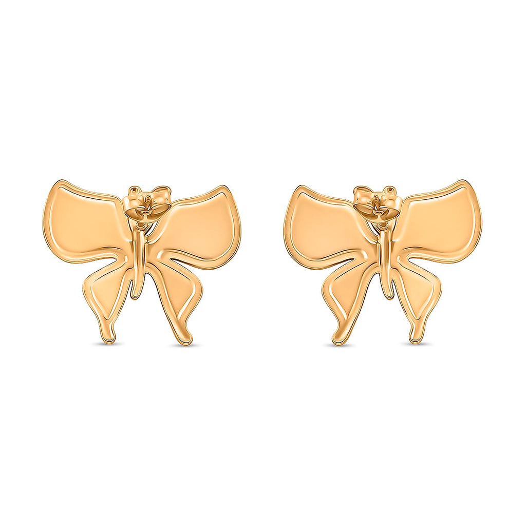 Enamelled Butterfly Earrings with Push Backs in Yellow Gold Plated