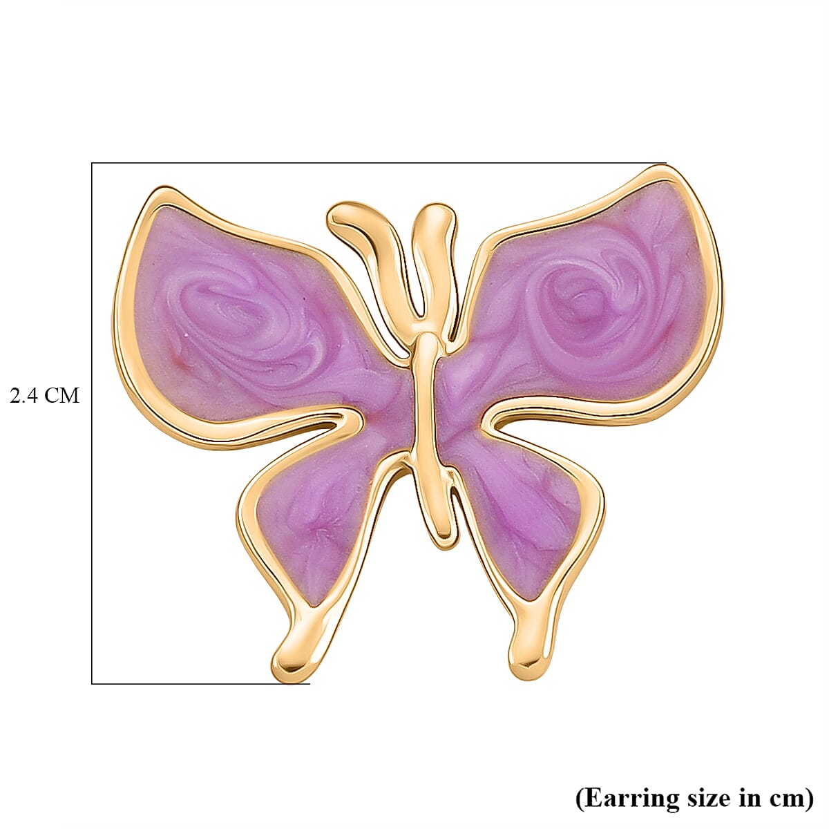 Enamelled Butterfly Earrings with Push Backs in Yellow Gold Plated 8251602 4