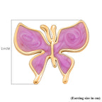 Enamelled Butterfly Earrings with Push Backs in Yellow Gold Plated