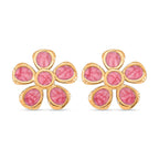 Enamel Earring with Push Back in Yellow Gold Plated