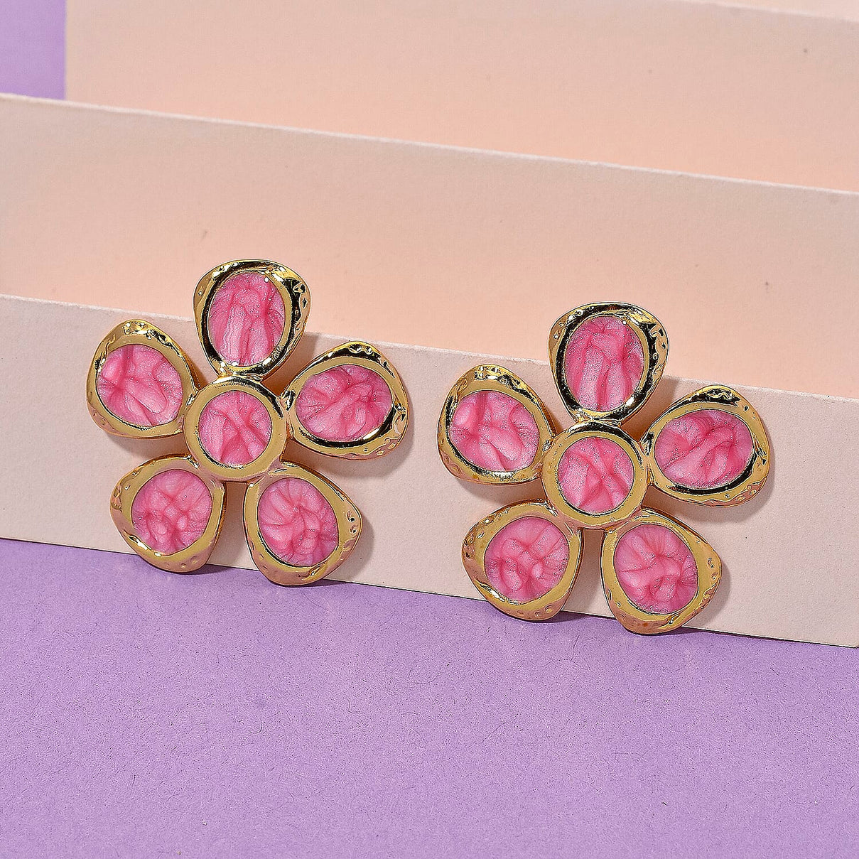Enamel Earring with Push Back in Yellow Gold Plated 8251604 2