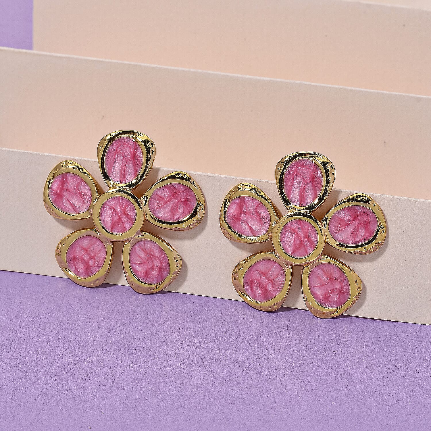Enamel Earring with Push Back in Yellow Gold Plated 8251604 2