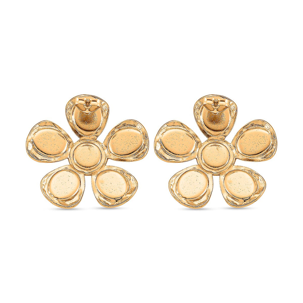 Enamel Earring with Push Back in Yellow Gold Plated
